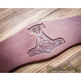 Leather Cuff LARP Bracers Armor Thor's Hammer Mjolnir Vikings Talisman Amulet Nordic Carving Leather with buttons